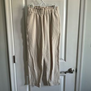 Ann Taylor Petite | The Pull On Taper Pant in Plaid Tan Cream Size XSP